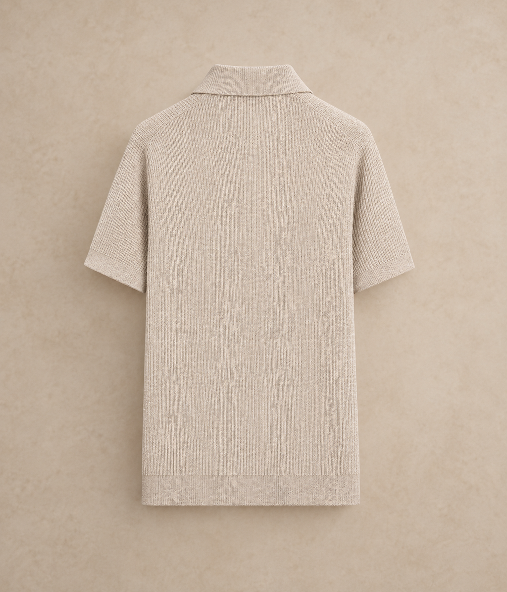 Mecenate Light Brown Linen Polo