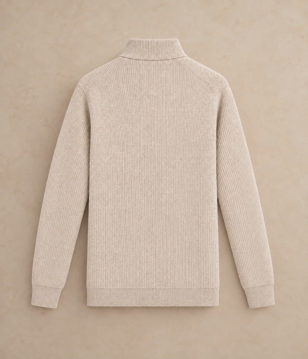 Mecenate Light Brown Full Zip Sweater