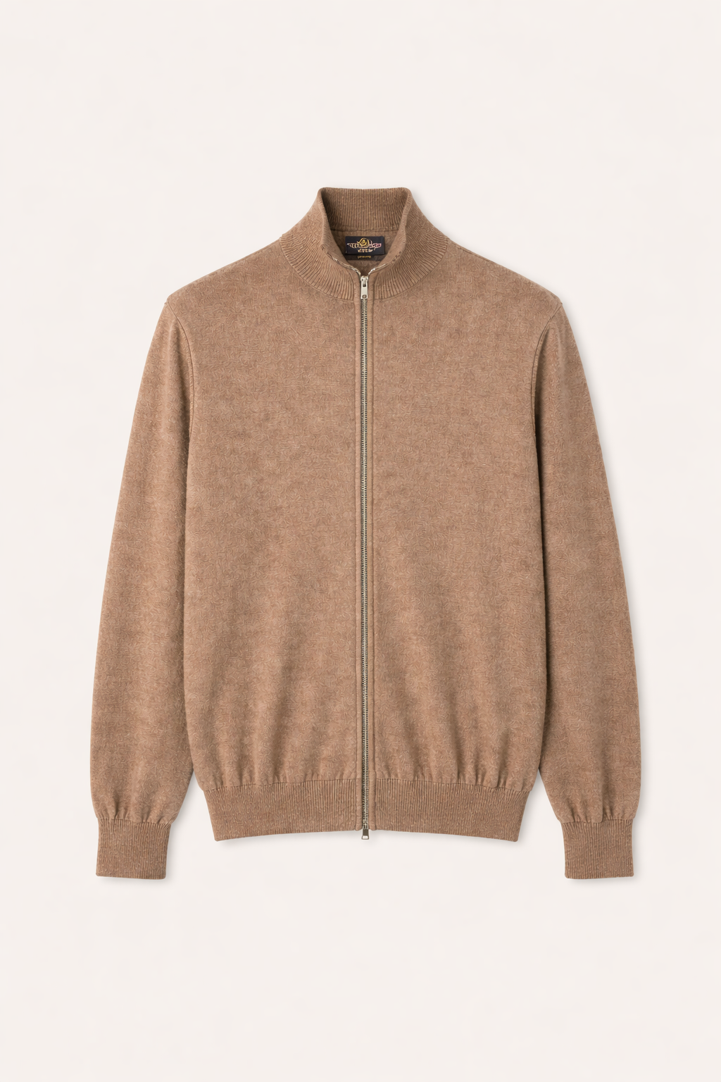 Mecenate Light Brown Full Zip Sweater