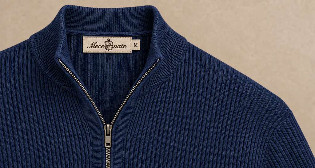 Mecenate Navy Full Zip Sweater