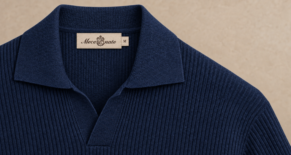 Mecenate Navy Linen Polo