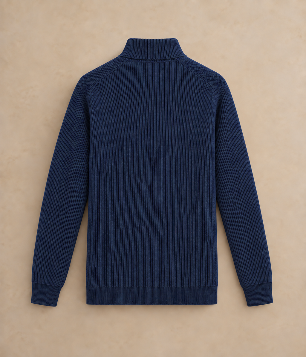 Mecenate Navy Full Zip Sweater